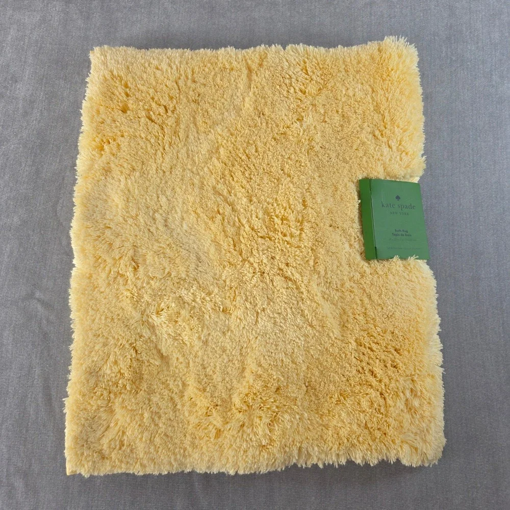 NWT Kate Spade Bath Rug 20x32 Yellow Shaggy Plush Anti-Skid‎ Mat